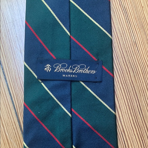 Brooks Brothers Striped Tie in Navy and Green - Picture 2 of 6